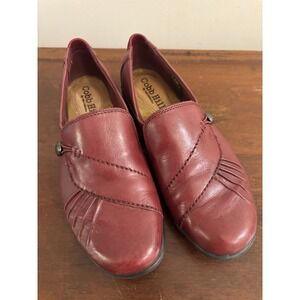 Cobb Hill By New Balance Leather Shoes‎ Loafer Slip-On Wedge Red Burgundy 7.5W